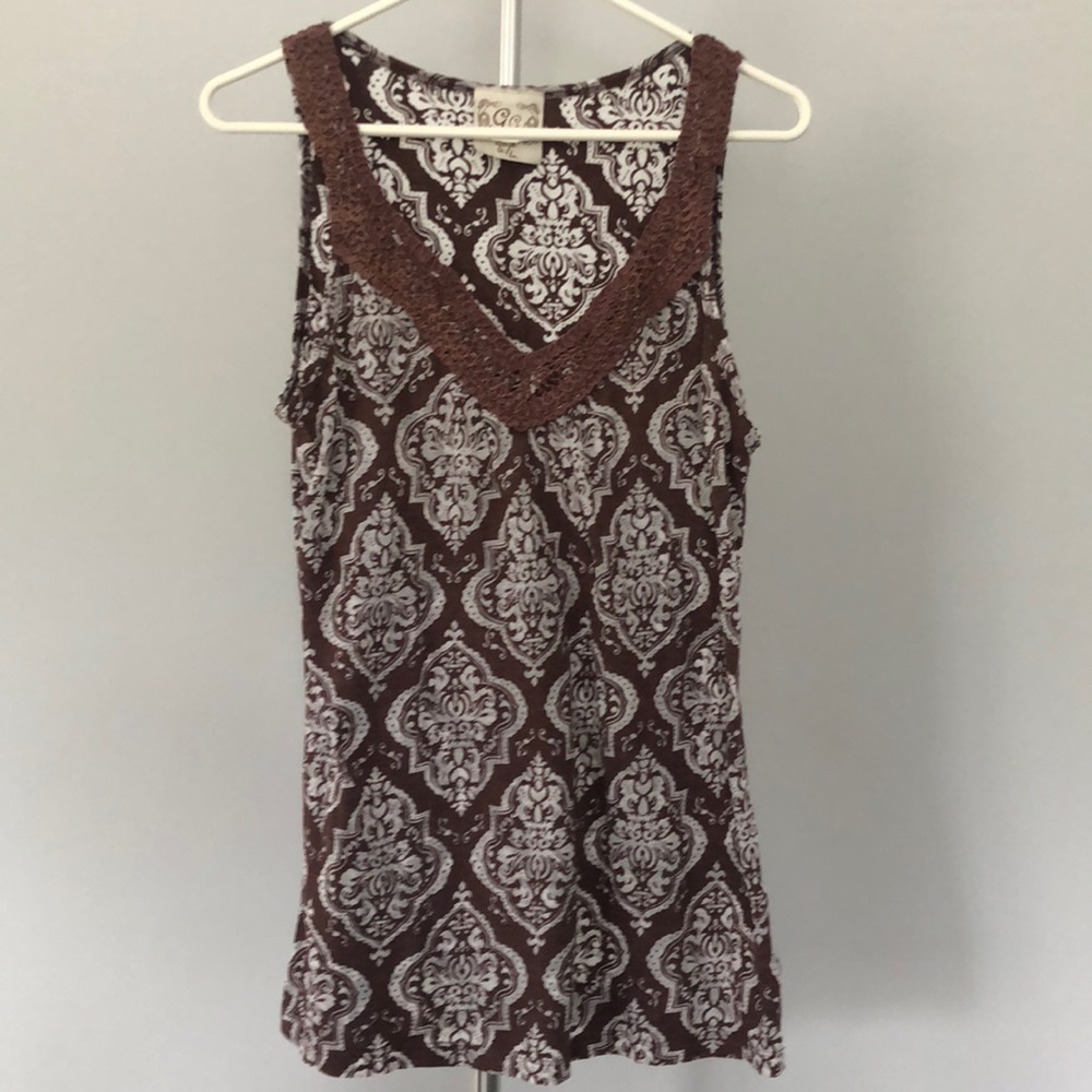 G Girl Flowing Tank Damask Pattern Size Large